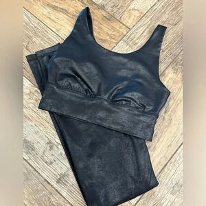 Offline by Aerie black metallic Workout Set size xs